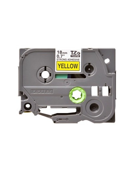 Cinta laminada super adhesiva brother tzes641 texto negro sobre fondo amarillo